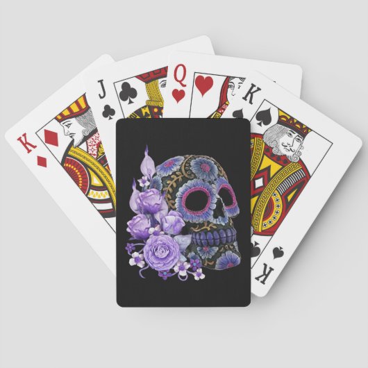 パープルフローラ黒砂糖スカルデーオブザデッド トランプ (裏面)