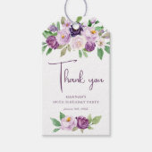 パープルフローラ100番誕生日お願い ギフトタグ (正面)