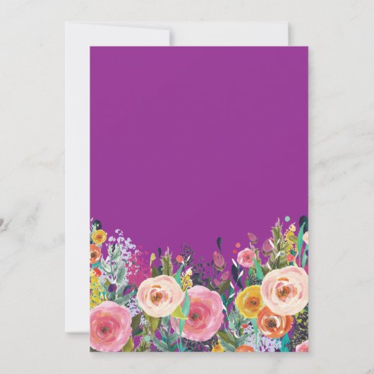 パープルフローラ40歳誕生日招待状 招待状 (裏面)