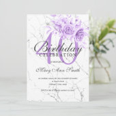 パープルフローラ40th誕生日パーティー大理石 招待状 (スタンド正面)