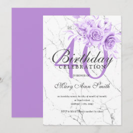パープルフローラ40th誕生日パーティー大理石 招待状