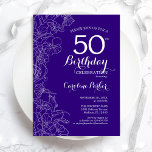 パープルフローラ50th誕生日パーティー 招待状<br><div class="desc">パープルフローラ50th Birthday Partyへの招待。ボタニカルモダンアウトラインスケッチのアクセントとタイポグラフィスクリプトフォントを特徴とするミニマルデザイン。トレンディーシンプル招待状カードは女性の日スタイリッシュお祝いに最適。任意のカスタマイズ年齢にすることができる。印刷されたZazzle招待状または即時ダウンロードのデジタル印刷可能なテンプレート。</div>