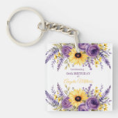 パープルフローラ60th birthday party キーホルダー (正面)