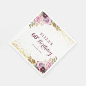 パープルフローラ60th birthday party スタンダードランチョンナプキン (角)