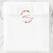 パープルフローラ60th birthday party ラウンドシール (バッグ)