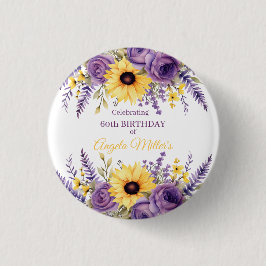 パープルフローラ60th birthday party 缶バッジ