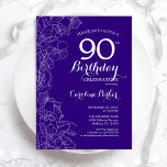 パープルフローラ90th誕生日パーティー 招待状<br><div class="desc">パープルフローラ90th Birthday Partyへの招待。ボタニカルモダンアウトラインスケッチのアクセントとタイポグラフィスクリプトフォントを特徴とするミニマルデザイン。トレンディーシンプル招待状カードは女性の日スタイリッシュお祝いに最適。任意のカスタマイズ年齢にすることができる。印刷されたZazzle招待状または即時ダウンロードのデジタル印刷可能なテンプレート。</div>