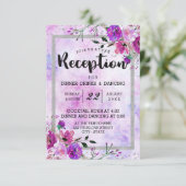 パープルフローラ&シルバーフレームウェディングレセプション 招待状 (スタンド正面)