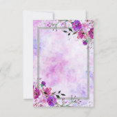 パープルフローラ&シルバーフレームウェディングレセプション 招待状 (裏面)