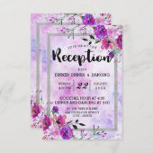 パープルフローラ&シルバーフレームウェディングレセプション 招待状 (正面/裏面)