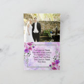 パープルフローラ&シルバーフレーム結婚ズ・サンキュー サンキューカード (内部)