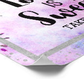 パープルフローラ&シルバー紙吹雪愛は甘い ポスター (角)