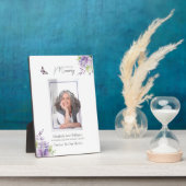 パープルフローラ&バタフライ葬儀メモリアル フォトプラーク (側面)