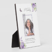 パープルフローラ&バタフライ葬儀メモリアル フォトプラーク (側面)