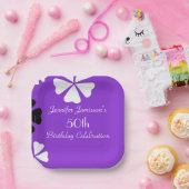パープルフローラ、第50回バースデーパーティー、名前、スクエア ペーパープレート (パーティー)