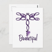 パープルフローラ"美しい"トンフライデザイン ポストカード (正面/裏面)