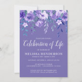 パープルフローラ(鳥)ショウジョウコウカンチョウ葬儀お祝いの生活 招待状 (正面)