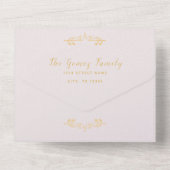 パープルフローラRSVPトリフォールドイベント招待状 オールインワン招待状 (裏面)