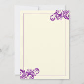 パープルフローリッシュバーチカル結婚式招待状 招待状 (裏面)