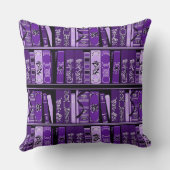 パープルブックシェルフヴィンテージブック装飾用クッション クッション (裏面)