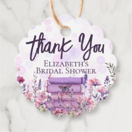 パープルブックスタック ワイルドフラワー バタフライ スクリプト フェイバータグ