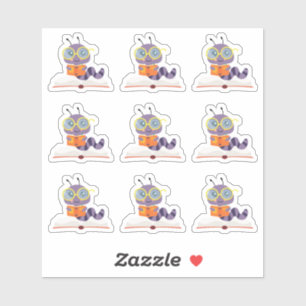 パープルブックワームテーマ シール