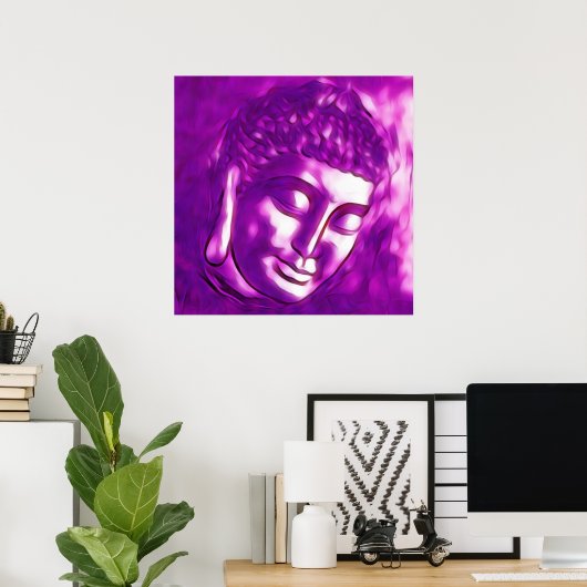 パープルブッダポートレート仏教スピリチュアルラブ ポスター (ホームオフィス)