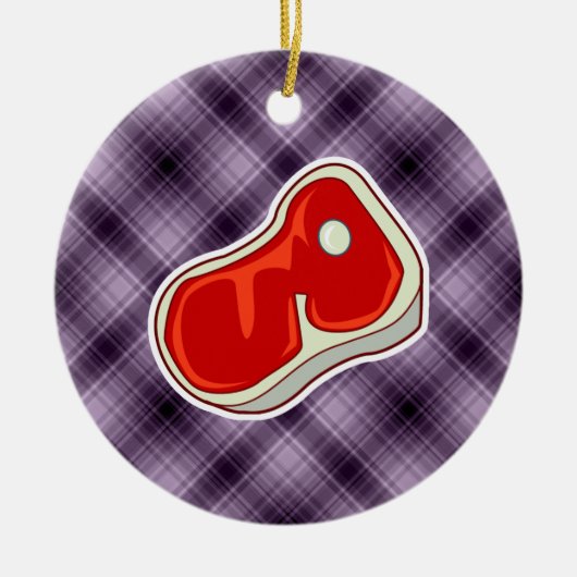 パープルブッチャーのステーキ セラミックオーナメント (正面)