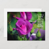 パープルブディングバラやる気を起こさせる引用文はがき ポストカード (正面/裏面)