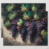パープルブドウつる植物油絵付けスクラップブック紙 (正面/裏面)