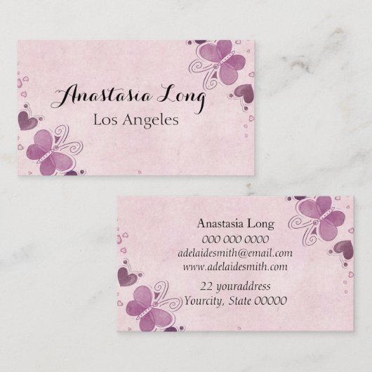 パープルブモダンタフライ 名刺 (正面/裏面)