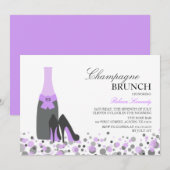 パープルブライダルシャワーシャンパンブランチ招待状 招待状 (正面/裏面)