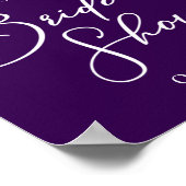 パープルブライダルシャワーパーソナライズされた歓迎 ポスター (角)