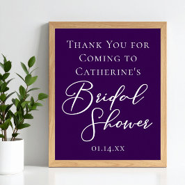 パープルブライダルシャワーパーソナライズされた歓迎 ポスター