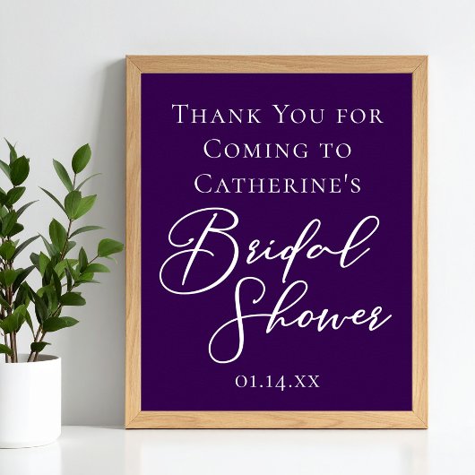 パープルブライダルシャワーパーソナライズされた歓迎 ポスター
