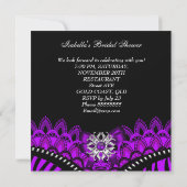 パープルブライダルシャワーブラックレースコルセット 招待状 (裏面)