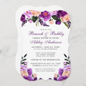 パープルブライダルシャワーブランチ招待状B 招待状 (正面/裏面)
