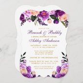 パープルブライダルシャワーブランチ金ゴールド招待状B 招待状 (正面/裏面)