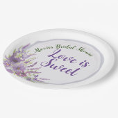 パープルブライダルシャワー紙プレート ペーパープレート (アングル)