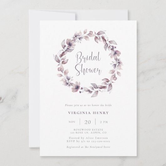 パープルブライダルシャワー 招待状 (正面)