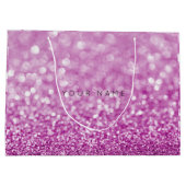パープルブライトピンクホワイトグリッターお気に入り抱き枕 ラージペーパーバッグ (裏面)