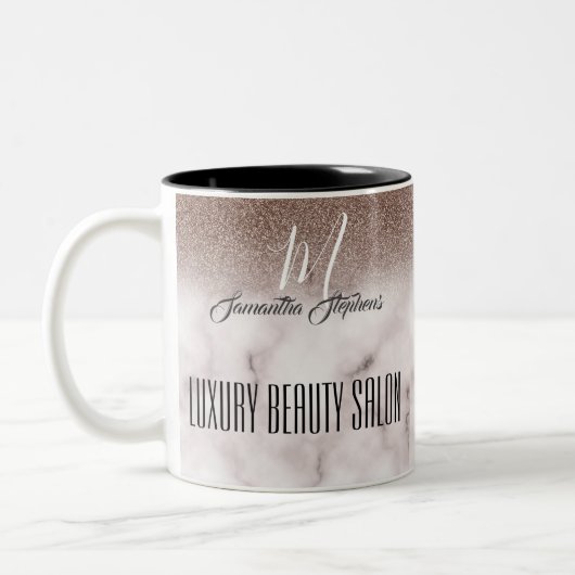 パープルブラウニーガーリーシッシュグリッテリーラグジュアリー美しいサロン ツートーンマグカップ (左)