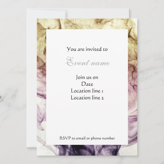 パープルブラウンスモークダスト抽象芸術パーソナライズ 招待状 (正面)