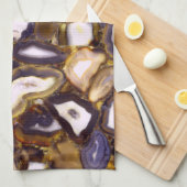 パープルブラウンホワイトアゲートデザイン キッチンタオル (四つ折り)