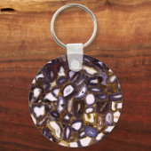 パープルブラウンホワイトアゲートデザイン キーホルダー (正面)