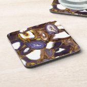 パープルブラウンホワイトアゲートデザイン コースター (左側)