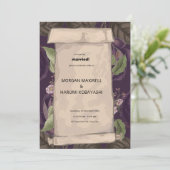 パープルブラウン装飾ヴィンテージウェディング招待状 招待状 (スタンド正面)