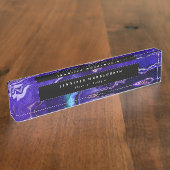 パープルブラックアゲテゲードモダンプロフェッショナル デスクネームプレート (側面)