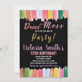 パープルブラックアートインパーティー絵を描誕生日 招待状 (正面)