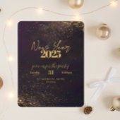 パープルブラックオンブレゴールデンスパークルズラグジュアリーニューイヤー 招待状